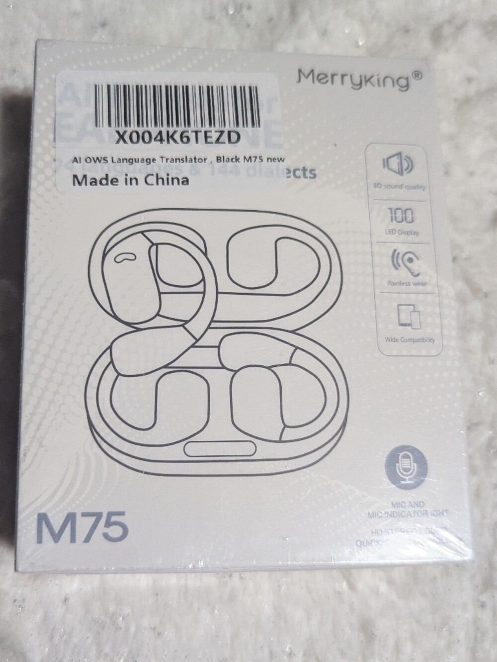 M75 AI Translator Earbuds Bluetooth 5.4 Real-Time Language OWS Headset